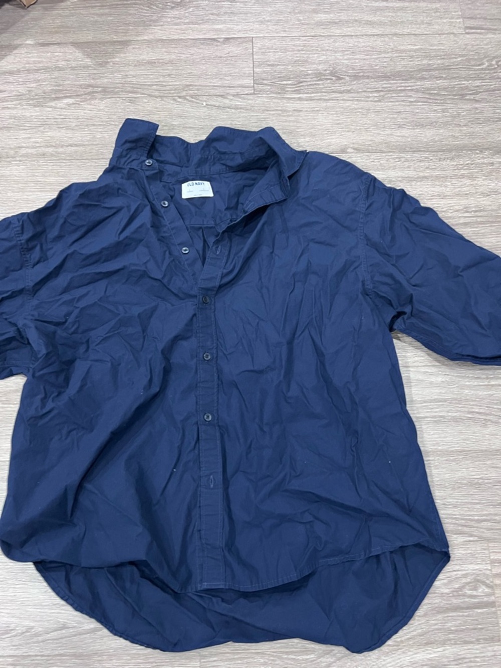 Old Navy Navy Blue Men's Button-Down Shirt L Oversized